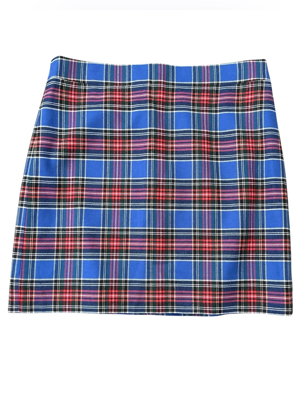 J.Crew Blue Plaid High Waisted Wool Blend Mini Skirt Size 0